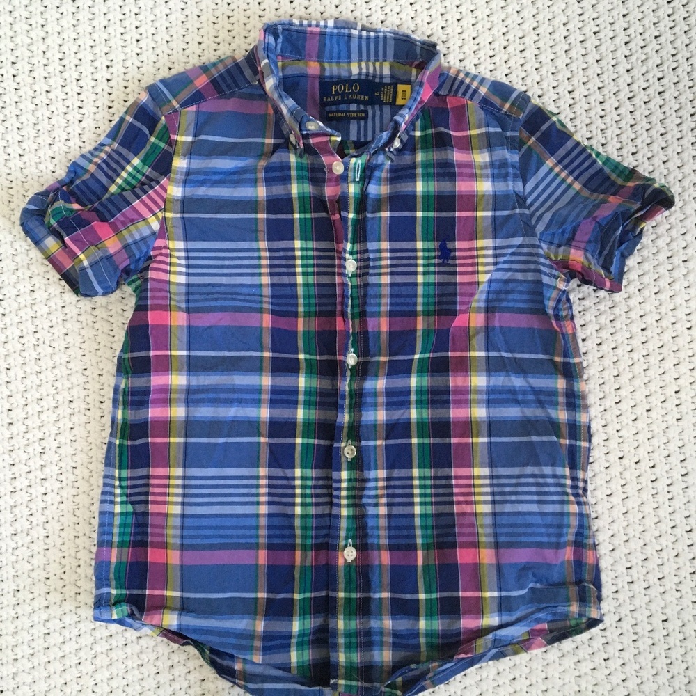 RALPH LAUREN POLO BOYS BUTTON DOWN NATURAL STRETCH SHIRT SIZE 6